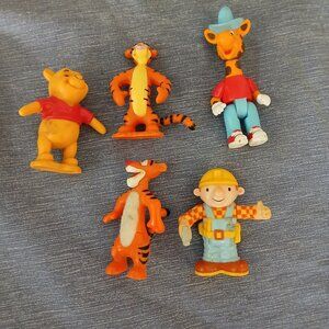 Winnie Tiger Giraffe Bob builder figure x 5